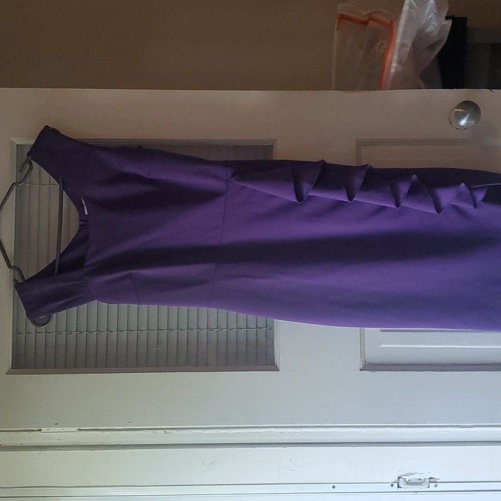 Belle Poque Vintage Purple Ruffle Bodycon Dress - Picture 4 of 6